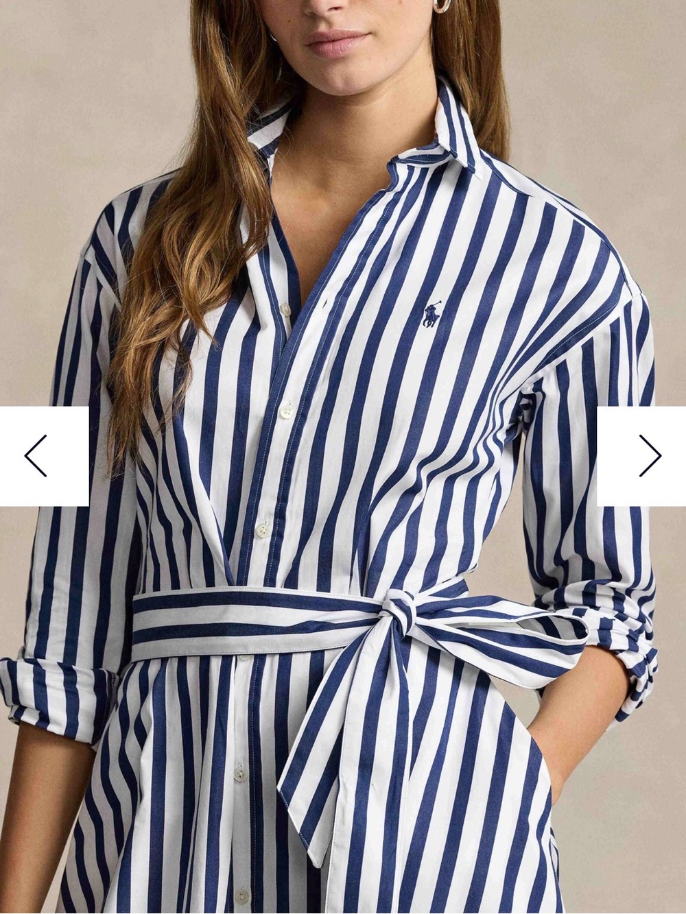 Polo by Ralph Lauren Navy and White Striped Wrap Shirt Dress